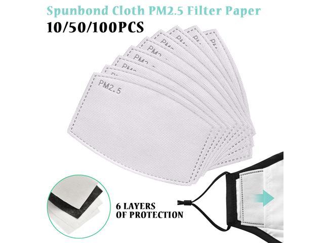 100PCS PM2.5 Activated Carbon Filter Replaceable Filter Paper Pad for Adult US