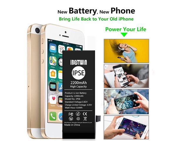 Battery for iPhone SE IBESTWIN Upgraded High Capacity 2200mAh Replacement Battery for IP SE with Full Remove Tool Kit Adhesive and Instruction