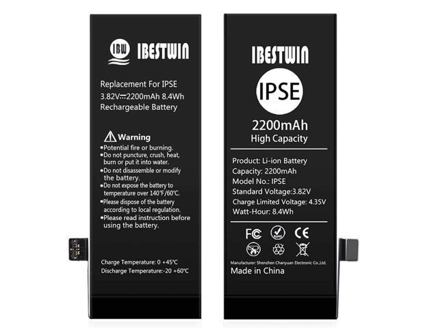 Battery for iPhone SE IBESTWIN Upgraded High Capacity 2200mAh Replacement Battery for IP SE with Full Remove Tool Kit Adhesive and Instruction