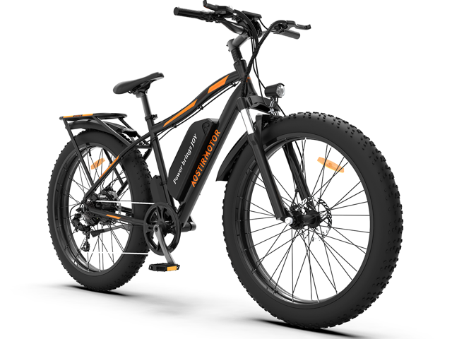48V 13Ah Removable Battery Suspension Fork and 7 Speed Gear Electric Bike 26 4.0 Fat Tire Ebike 750W Powerful Motor