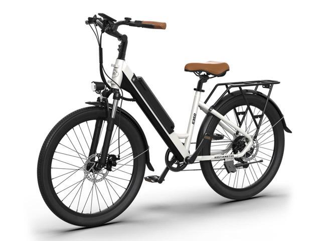 AOSTIRMOTOR G350 350W Commuter Electric Bike for Adults, 26" * 2.1" tire, with 36V 10AH Removable Battery ,7 Speed Gear and Front Fork Suspension, Max load 260 LB