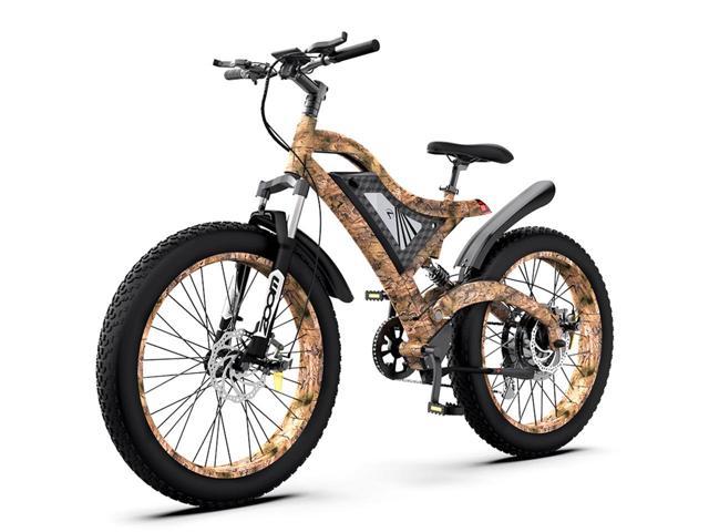 AOSTIRMOTOR Electric Mountain Bike S18-1500W  with 1500W Motor, 26" * 4" Fat Tire, 48V 15AH Removable Lithium Battery, Shimano 7-Speed, Suspension Fork, Up To 30MPH w/Rear Rack