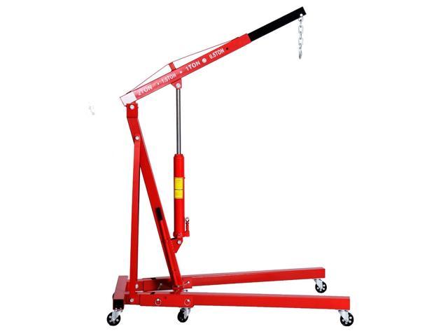 Cherry Garage Lifting Picker Crane Adjustable Positions and Easy Storage 2 Ton Capacity with 360º Swiveling Wheels and Heavy Gauge Structural Steel 4000 LBS Engine Motor Hoist 