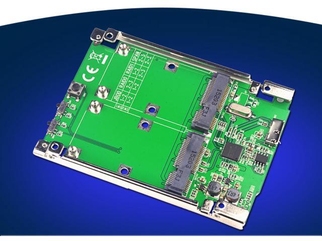 2.5" Dual Ports mSATA SSD RAID Adapter USB3.1 Micro B Interface ...