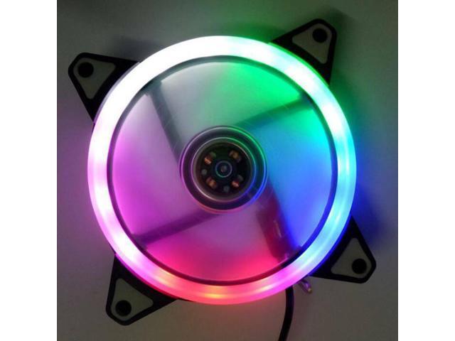 蓝色 Water Cooling Fan Fishlor 3pin Cooling Fan 12cm 120mm Ultra Silent 3pin 4pin PC CPU Case Cooler Cooling Fan 2 LED Rings
