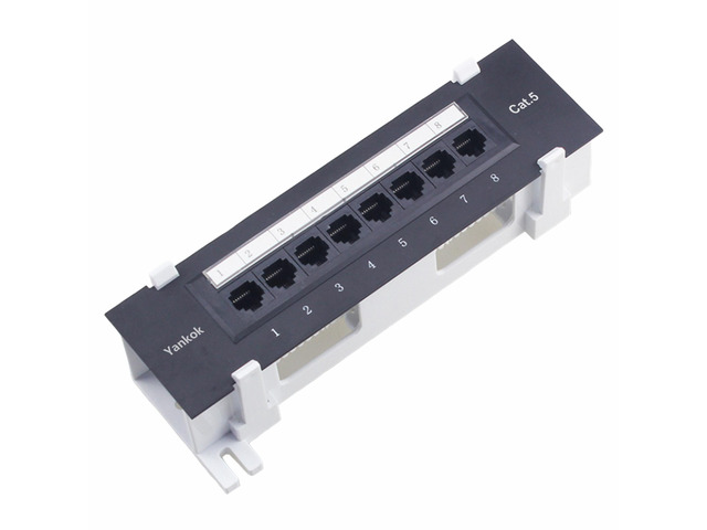 Yankok [CAT5/5e 8 Port Patch Panel] Unshielded with Coded T568A/B ...