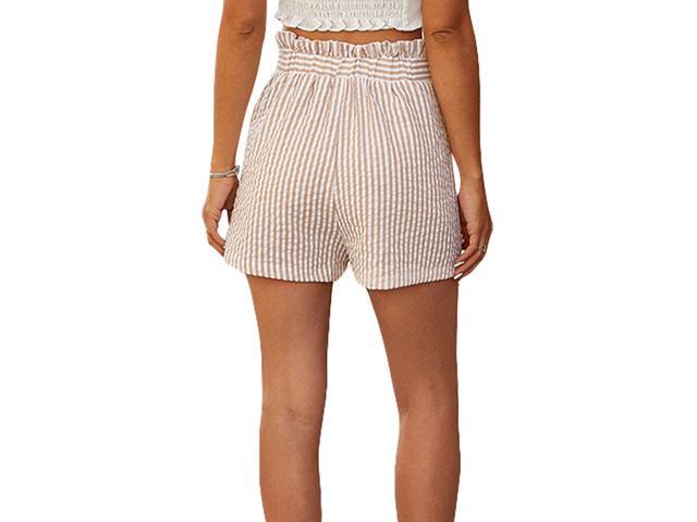 Women Casual Elastic Waist Striped Summer Beach Shorts Ladies Fashion Short  Hot Pants with Pockets - Newegg.com