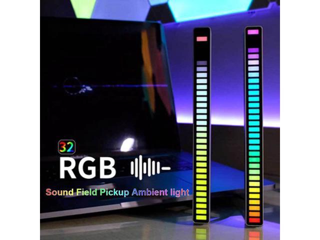 TV 3D-Black Room Desktop RGB Sound Control Pickup Rhythm Light PC Voice-Activated Pickup Rhythm Light with 32 Bit Music Level Indicator Colorful LED Ambient Strip Light for Car 