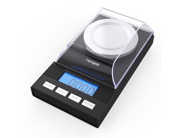Homgeek High Precision Professional Digital Milligram Scale 50g/0.001g Mini Electronic Balance Powder Scale Black Gold Jewelry Carat Scale Digital Weight with Calibration Weight Tweezer and Weighing