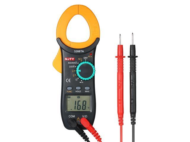 NJTY Digital Clamp Meter 2000 Counts Auto Range Multimeter with NCV Test AC/DC Voltage AC Current Portable Handheld Multimeter LCD Display Measuring Resistance Continuity Diode