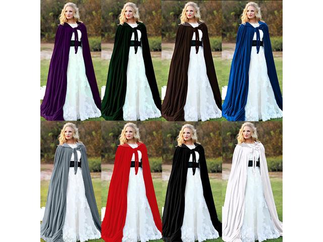 Hooded Cloak Velvet Witches Princess Death Long Cape Adult Kids Costume Cosplay 