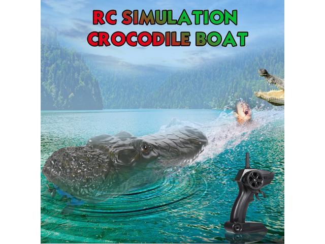 RC Boat for Kids Adult Simulation Crocodile Head Electric Racing Boat 10KM/H High Speed 2 Channels Remote Control Boats for Pools Spoof Toy