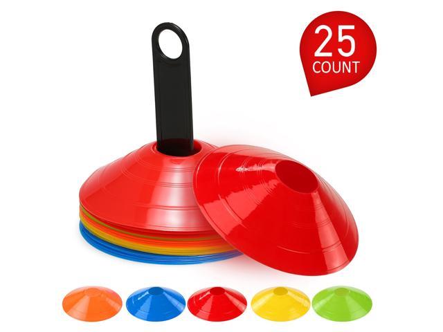 25pcs Agility Disc Cone Set Multi Sport Training Space Cones with Plastic Stand Holder for Soccer Football Ball Game Disc Mini Training Cones Field Markers