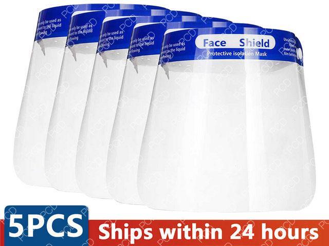 5pcs Professional Anti Fog Dustproof Protective Transparent Clear Full Visor Disposable Splash Plastic Protective Shield