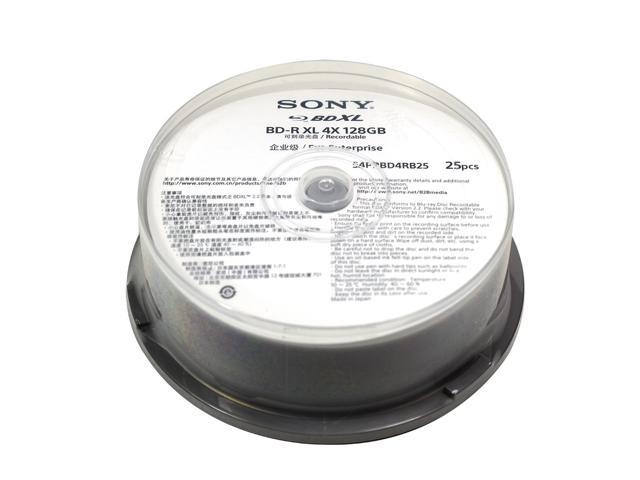Sony S4PPBD4RB25 Blu-ray Recordable Media - BD-R XL - 4x 128 GB White Inkjet Printable - 25 Pack