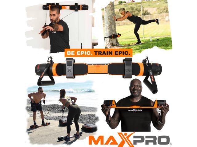 MAXPRO Fitness Smart Home Gym - Versatile Portable Cable Machine Smart Connect Bluetooth | Build, Burn & Tone | Strength, HIIT, Plyo (Powerful Workout w/ 5-300lbs Concentric Resistance), Raw Metal