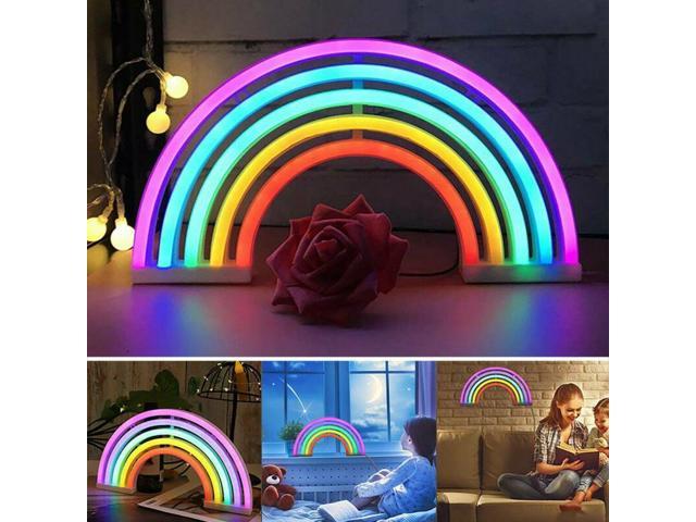 Colorful Rainbow Neon Sign Wall Lamp USB Changing LED Night Light for Kids Room 