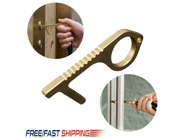 Antimicrobial touchless door opener hand tool designed for pocket carry 