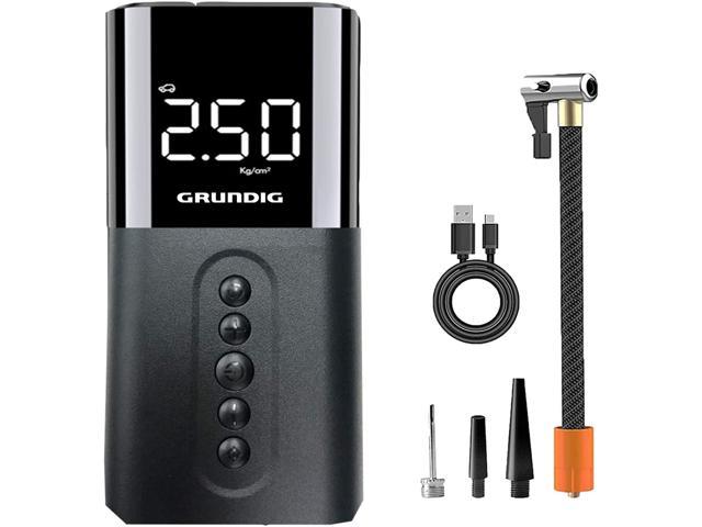 Gray GRUNDIG Car Tyre Inflator Digital,Portable Air Compressor Pump with Valve Adaptors 3m Cable Auto Shut Off for Automotive Balls Bicycle Vehicle Inflation 