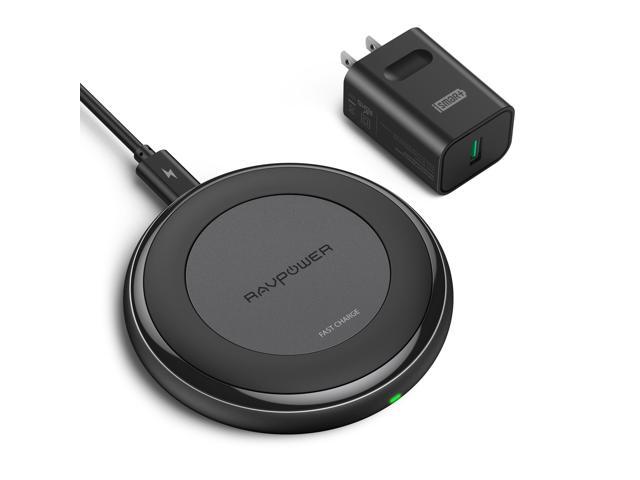 RAVPower Fast Wireless Charger 10W Max with QC 3.0 Adapter, Station Compatible with iPhone 12 Pro Max mini/AirPods Pro/iPhone 8/XR/XS/iPhone 11/S9/S10