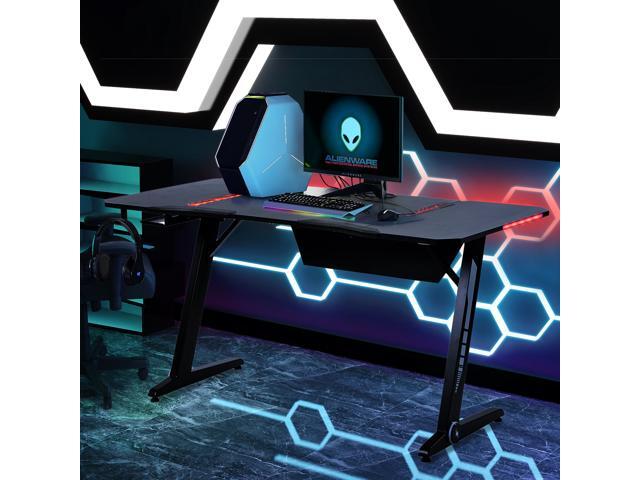 computer desk with lights