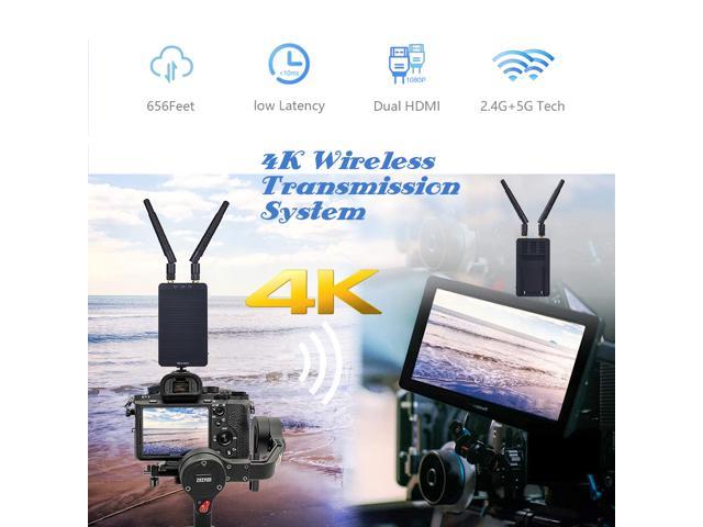Wireless Hdmi Video Transmission System,  5G/2.4G Image Transmitter And Receiver Kit Support Hd 1080P 656 Feet For Vlog, Live Streaming, Multi-Camera Production