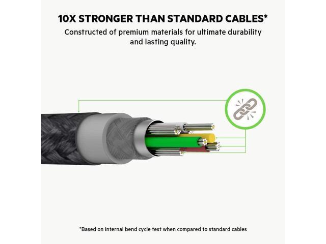 4ft/1.2m Black Ultra-Strong IPhone Charging Cable, Lightning to USB Cable Belkin DuraTek Plus Lightning to USB-A Cable with Strap 