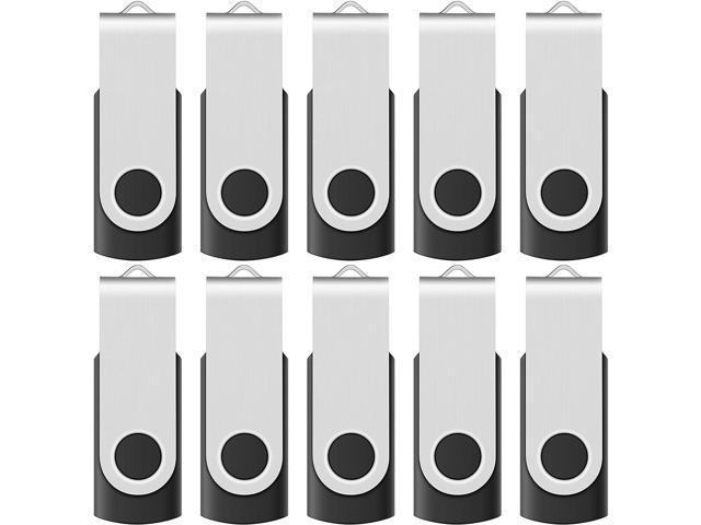 Black, 10 Pack Enfain 32GB USB 2.0 Flash Drive Thumb Drive Memory Stick Pen Drive for Data Storage and Share Solution with 12 x White Labels for Marking 