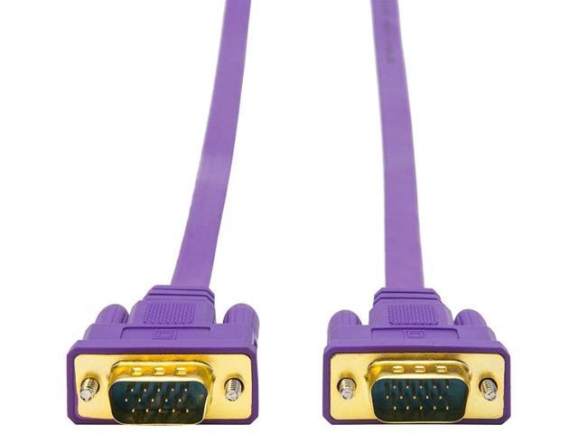 50 Feet, Purple DTECH 50ft Thin VGA Cable Male to Male 15 Pin SVGA Computer Monitor Cord Flat Slim Adapter with Screws 