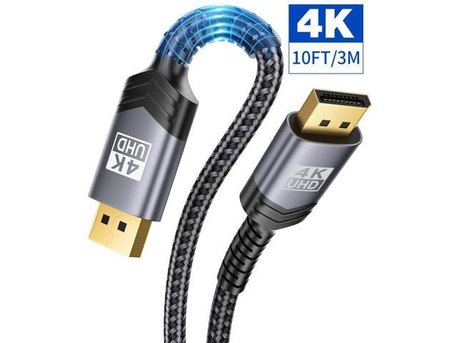 Displayport To Displayport Cable 10ft 1 2 Dp Cable 4k 60hz 2k 165hz 2k 144hz Gold Plated Braided Ultra High Speed Displayport Cord For Laptop Pc Tv Etc Gaming Monitor Dp Cable Grey Newegg Com