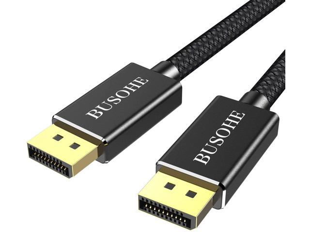 8k Displayport 1 4 Cable 6 Feet Braided Displayport To Displayport Cable Dp 1 4 Cable With 8k 60hz 4k 144hz And Hbr3 Black Newegg Com