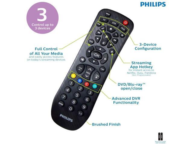 Philips Universal Remote Control For Samsung Vizio Lg Sony Sharp Roku Apple Tv Rca Panasonic Smart Tvs Streaming Players Blu Ray Dvd 3 Device Black Srp9232d 27 Newegg Com