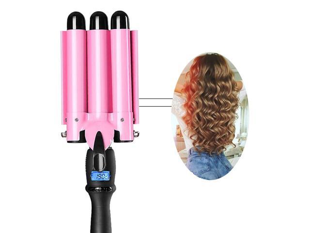 Hair Crimper 3 Barrel Curling Iron 1 Inch Waver Hair Curler Wand Ceramic Curling Wand Fast Heating With Lcd Temperature Display Us Plug Newegg 