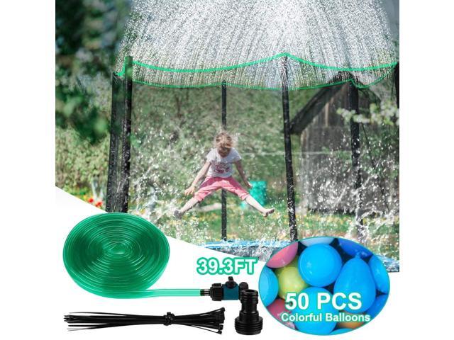 Trampoline Sprinklers for Kids Outdoor Fun Trampoline Water Park Summer Toys Trampoline Accessories 39.3ft Outside Water Toy Attached on Trampoline Safety Net Enclosure