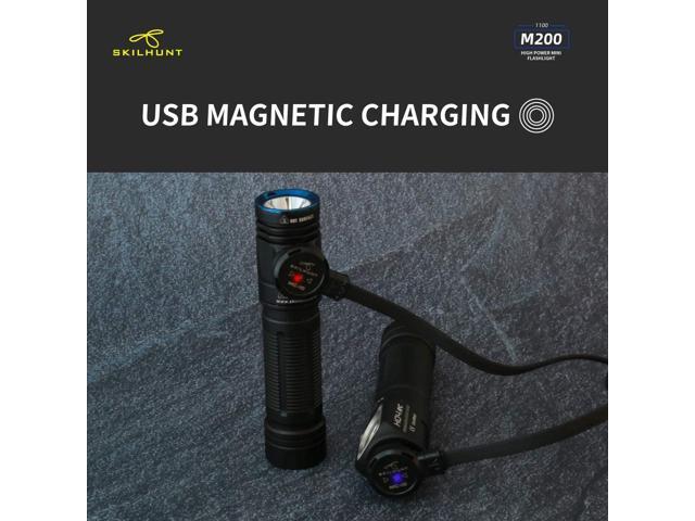 M200 New Handheld Flashlight Max 1100 Lumens CREE XP-L LED Flashlight with Magnetic /& 18650 Battery Customized UI Rechargeable Editable Flashlights M200 NW + BL-135 Battery