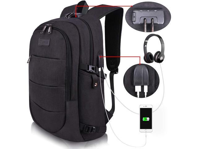 Cool Anti-theft Mens USB Charger Port Backpack Laptop Notebook Travel School Bag 