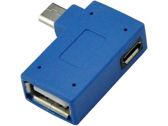 Micro USB 2.0 Micro Male to USB Female OTG Adapter 90 Degree Black Host Adapter with Micro USB Power Charging for Samsung Galaxy... 