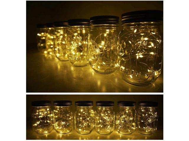 Solar Powered Glass Mason Jar Lights 10 LEDs Warm White Fairy  String Lamp Decor 