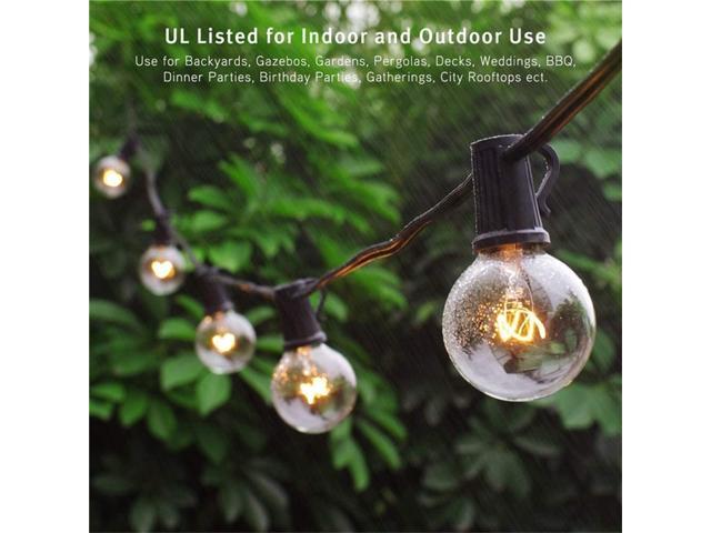 25Ft G40 Globe Patio String Lights with 25 Transparent Multicolor G40 Bulbs UL Listed Hanging Indoor/Outdoor Christmas String Lights for Backyard Bistro Pergola Market Garden Party Decor Black Wire