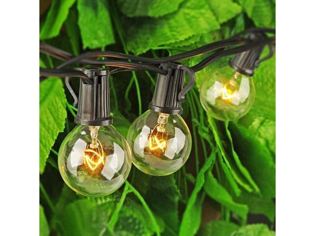 Romasaty 25FT String Lights G40 Outdoor String Lights Edison Light Bulbs Clear Globe Lights for Backyard Patio Lights Indoor/Outdoor Commercial Decoration -5 Watt/120 Voltage/E12 Base -Black Wire