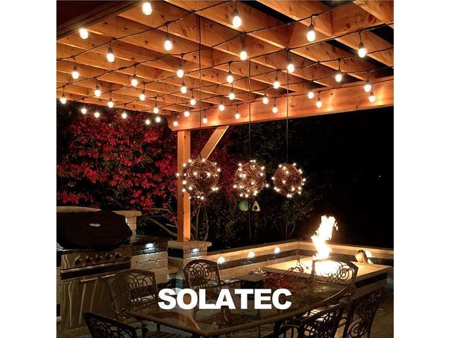 Solatec LED String Lights Shatterproof 48FT 15 Hanging Sockets Commercial Grade Waterproof 2W Outdoor String Light Decor for Patio Garden Balcony Deck S14 2W