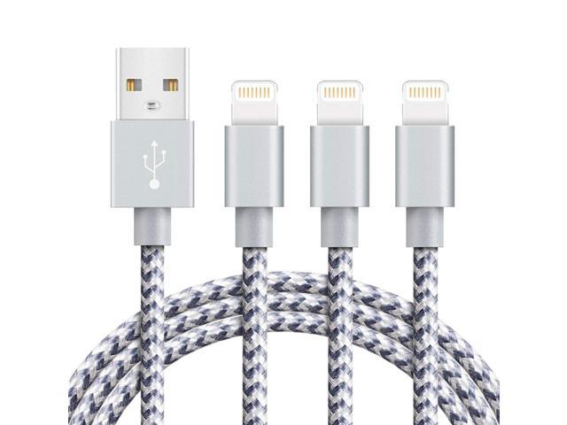 3FT/6FT/10FT iPhone Charger for iPhone Xs/XS MAX/XR/X/8 Plus/8/7 Plus/7/6S Plus/6/5S/5E/5 MFi Certified Nylon Braided Lightning Cable Charging Cord USB Cable-Black 