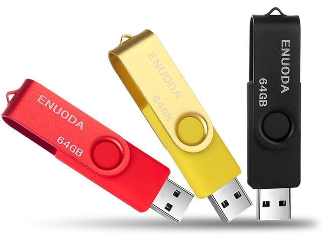 2 Pack 64GB USB Flash Drive USB 2.0 Thumb Drives Jump Drive Fold Storage Memory Stick Swivel Design Black 