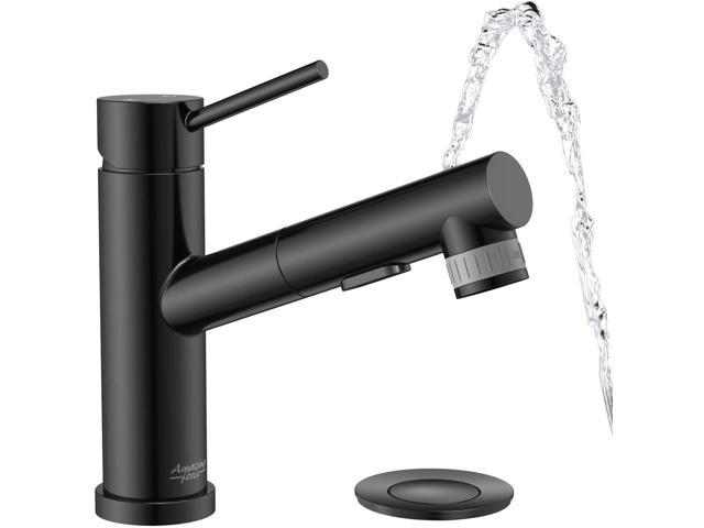 Amazing Force Bathroom Faucet Pull Out Matte Black Sink Rv Single Handle Utility With Pop Up Drain Newegg Com - Rv Bathroom Sink Faucet Black