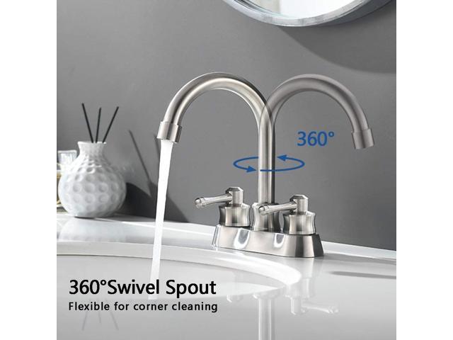 Brushed Nickel Bathroom Tall Faucet without Overflow SUS304 Stainless Steel One Hole 1 Handle Deck Mount Vessel Basin Sink Mixer Tap Square Spout Lavatory Vanity Faucets Pop Up Drain Included