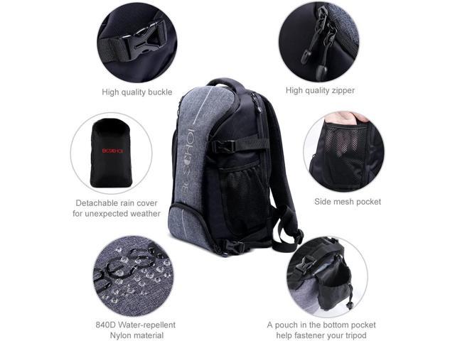 Camera Backpack Beschoi Waterproof Camera Bag Photography Bag with Tripod  Strap and Rain Cover Large Capacity Rucksack for DSLR Camera Speedlite  Flash 