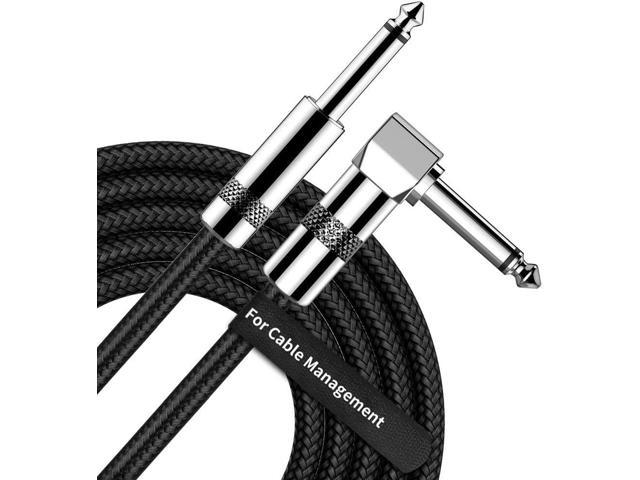 Right Angle 1/4 Inch TS to Straight Gold Plated 6.35mm Guitar Cord 2022 New Version Professional Instrument Cable Electric Guitar Bass AMP Cord Black 2 Pack Guitar Cable 10 ft 