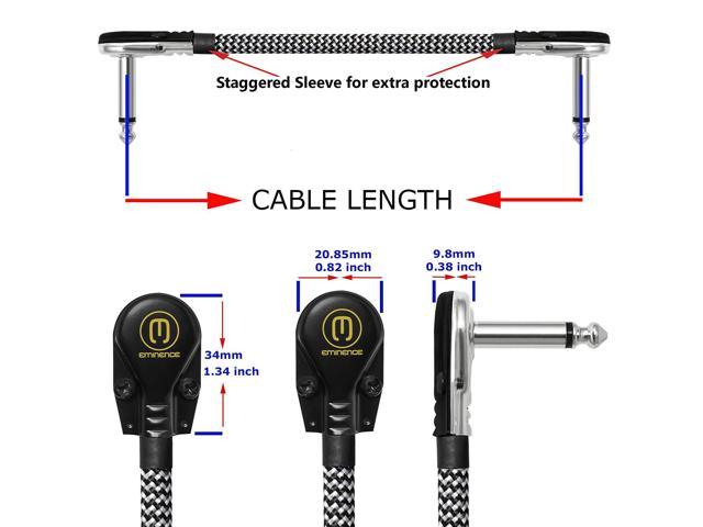Audioblast HQ-1 Plugs & Dual Staggered Boots 2 Foot R/A Gold Pancake TS 100% Ultra Flexible - Instrument Effects Pedal Patch Cable w/Low-Profile Dual Shielded 3 Units 6.35mm 