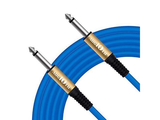 AUGIOTH Guitar Cable 10 ft Stage Electric Instrument Bass Cable AMP Cord 1/4 Straight to Straight Blue 