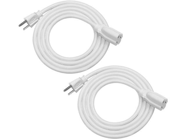 6Ft 16 Gauge 2 Prong 125V 13A 3 Outlet AC Power Extension Cord Cable UL White